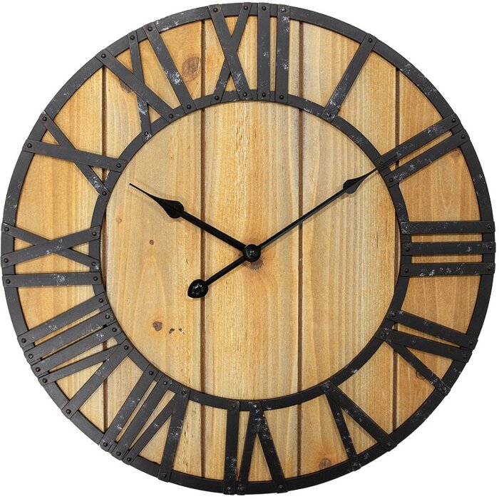 Clayre & Eef 6KL0812 Horloge murale marron Ø 46x5 cm - 1xAA