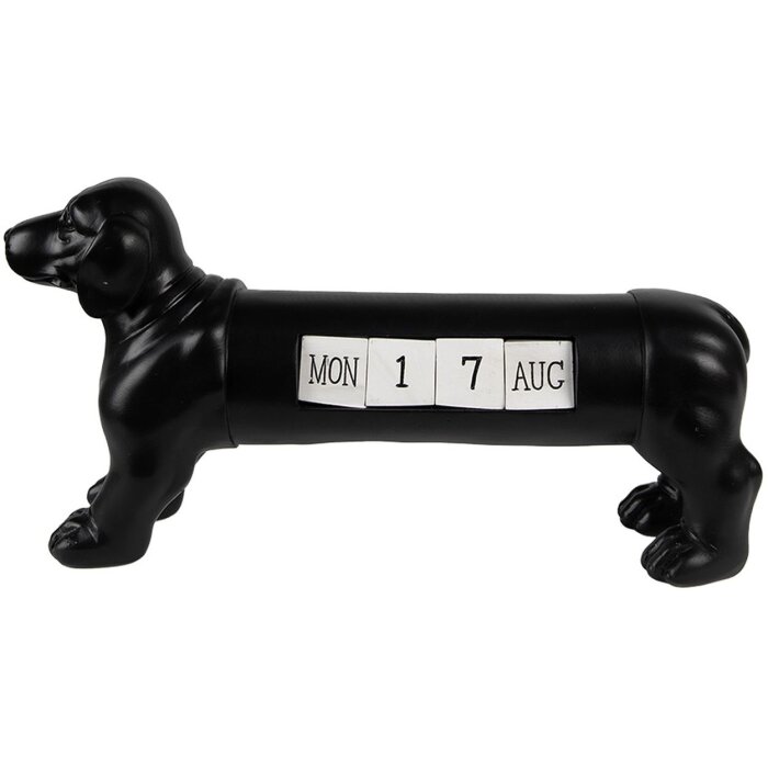 Clayre & Eef 6PR3862 Calendrier Chien noir 31x8x15 cm