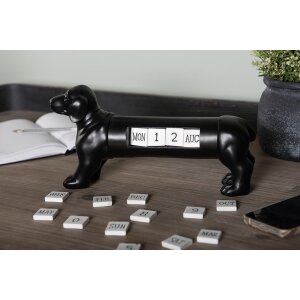 Clayre & Eef 6PR3862 Calendrier Chien noir 31x8x15 cm