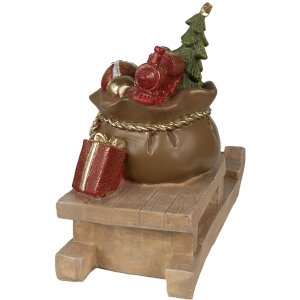 Décoration Cadeaux de Noël sur traîneau Marron, rouge 38x16x29 cm