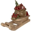 Décoration Cadeaux de Noël sur traîneau Marron, rouge 38x16x29 cm