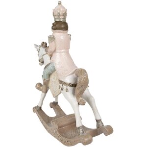 Clayre & Eef 6PR3911 Décoration Cheval à bascule Blanc, Rose 22x9x29 cm