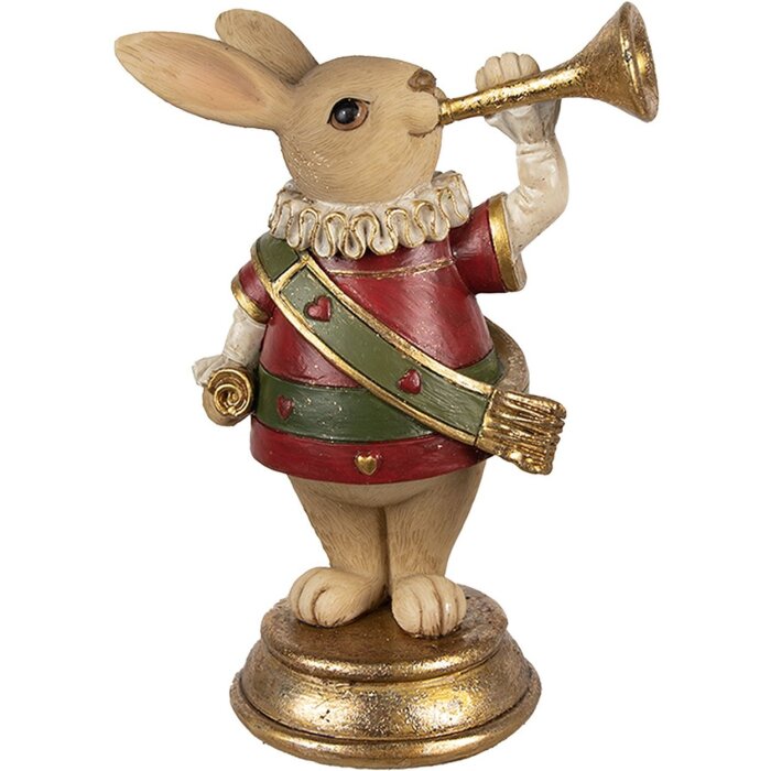 Clayre & Eef 6PR3928 Décoration Lapin brun doré rouge 11x7x14 cm