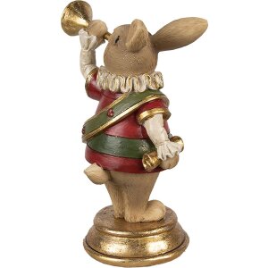 Clayre & Eef 6PR3928 Décoration Lapin brun doré rouge 11x7x14 cm