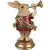 Clayre & Eef 6PR3928 Décoration Lapin brun doré rouge 11x7x14 cm