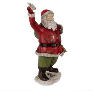 Clayre & Eef 6PR3948 Décoration de Noël statue de Père Noël rouge 13x10x23 cm