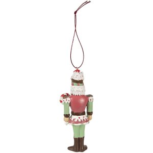 Clayre & Eef 6PR3996 Décoration Pendentif Casse-Noisette Rouge Blanc 5x3x12 cm