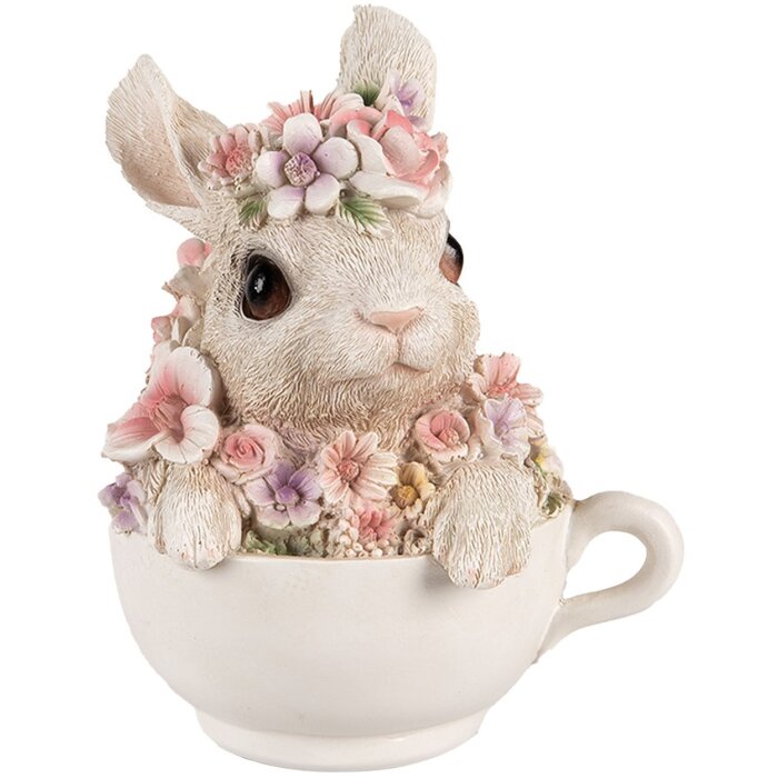 Clayre & Eef 6PR4895 Déco Lapin Gris Rose 13x10x15 cm