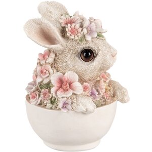 Clayre & Eef 6PR4895 Déco Lapin Gris Rose 13x10x15 cm