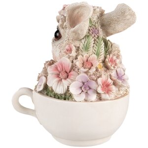 Clayre & Eef 6PR4895 Déco Lapin Gris Rose 13x10x15 cm