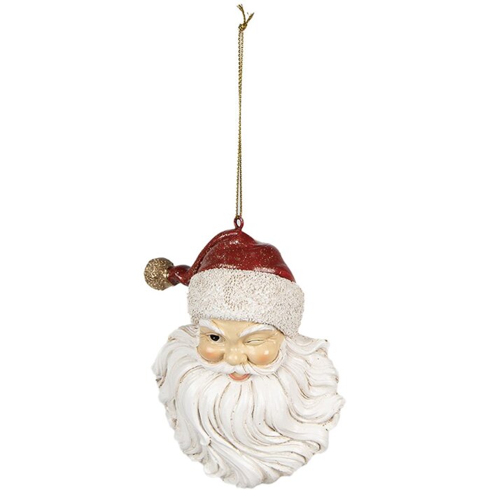 Clayre & Eef 6PR4930 Décoration Pendentif Père Noël blanc rouge 8x5x12 cm