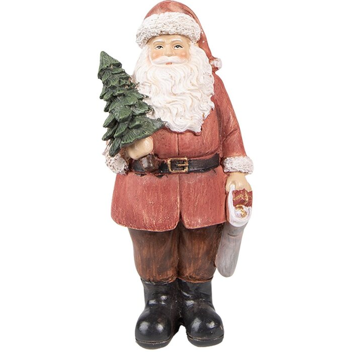 Clayre & Eef 6PR4933 Décoration de Noël statue de Père Noël rouge 17x13x40 cm