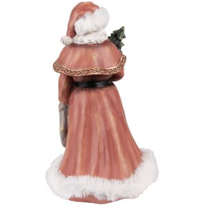 Clayre & Eef Décorations de Noël Statue du Père Noël rouge, blanc 14x12x23 cm