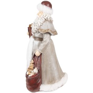 Clayre & Eef Décorations de Noël Statue du Père Noël Gris, Rouge 16x16x31 cm