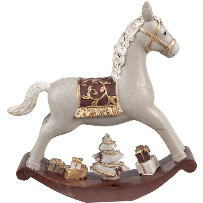 Clayre & Eef 6PR4971 Décoration Cheval à bascule Gris 18x4x18 cm