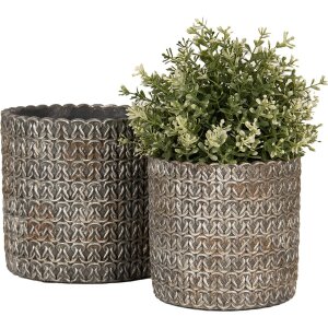 Clayre & Eef 6TE0494L Pot de fleurs pour intérieur Gris Ø 18x17 cm