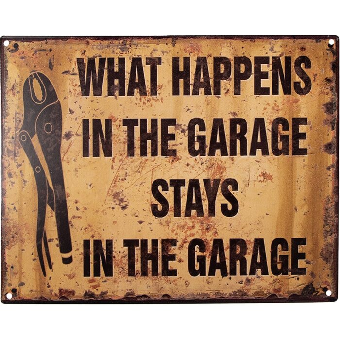 Clayre & Eef 6Y5202 Plaque de texte Marron 25x1x20 cm Garage