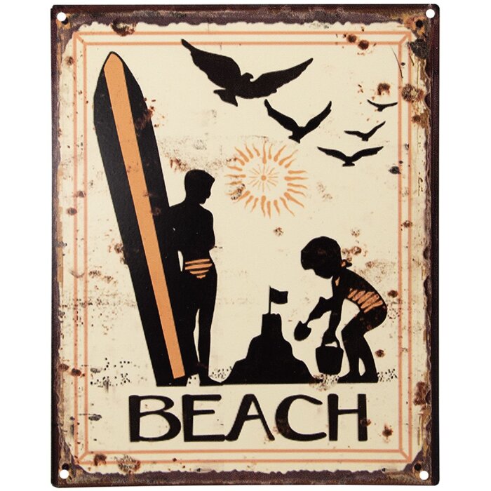 Clayre & Eef 6Y5204 Plaque de texte jaune 20x1x25 cm Beach