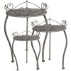 Clayre & Eef Set de 3 tables à plantes décor cœur style campagne gris fer