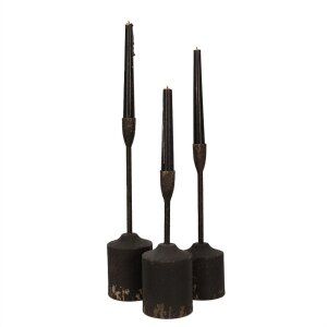 Clayre & Eef 6Y5474 Bougeoir (set de 3) Noir Ø 9x35 - Ø 9x30 - Ø 9x25 cm