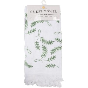 Clayre & Eef CT027 Serviette dinvité blanc vert 40x66 cm