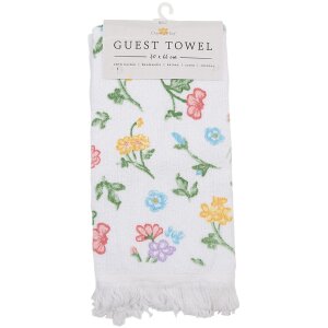 Clayre & Eef CTCFL Serviette dinvité Blanc Jaune 40x66 cm