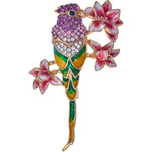 Juleeze JZPI0091 Broche perroquet rose