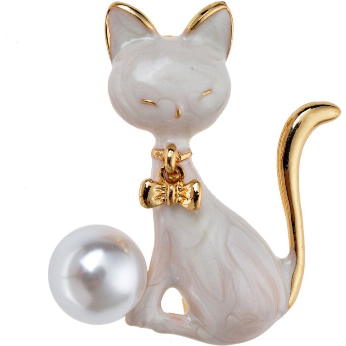 Juleeze JZPI0094 Broche chat blanc