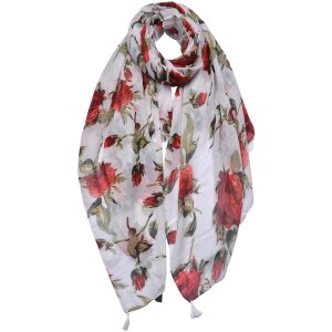 Juleeze JZSC0690W Écharpe Femme Motif Blanc, Rouge...