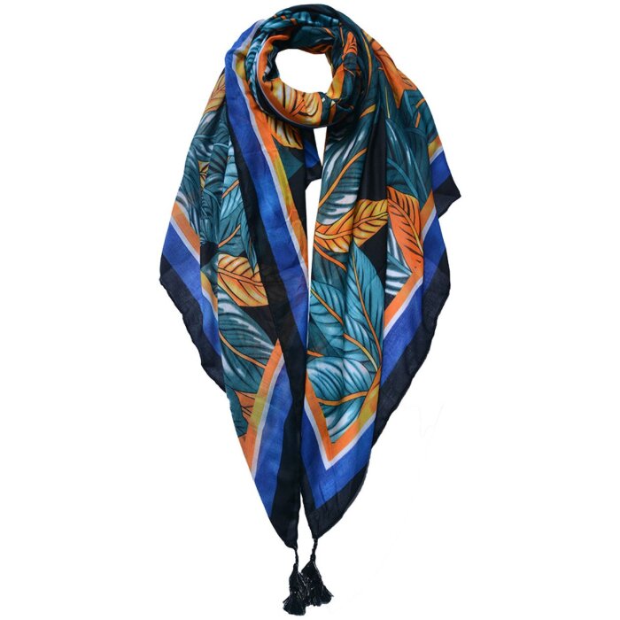 Juleeze JZSC0740 Écharpe Femme Motif Orange, Vert, Bleu 90x180 cm