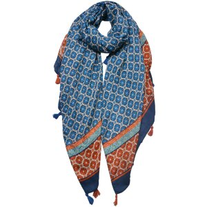 Juleeze JZSC0747 Écharpe Femme Motif Bleu 90x180 cm