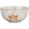 Clayre & Eef KCSBO Bol de soupe Blanc Marron Ø 14x7 cm 500 ml Porcelaine