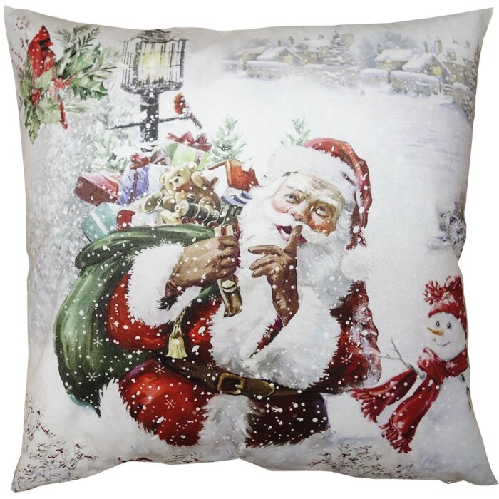 Clayre & Eef KT021.319 Housse de coussin blanc, rouge 45x45 cm Père Noël