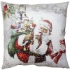 Clayre & Eef KT021.319 Housse de coussin blanc, rouge 45x45 cm Père Noël