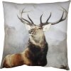 Clayre & Eef KT021.334 Housse de coussin gris avec cerf 45x45 cm