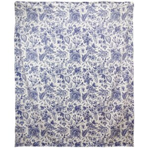 Clayre & Eef KT060.147 Plaid blanc bleu 130x170 cm