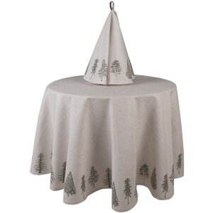 Clayre & Eef NPT07 Nappe Beige, Vert Ø 170 cm