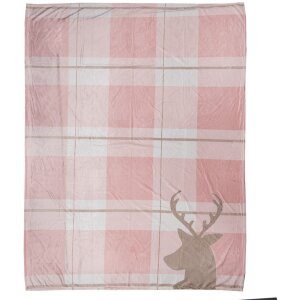 Clayre & Eef SWC60-1 Plaid rose blanc 130x170 cm