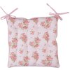 Clayre & Eef Coussin de chaise imprimé rose 40x40x4 cm Coton avec nœuds dattache