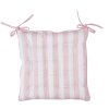 Clayre & Eef Coussin de chaise imprimé rose 40x40x4 cm Coton avec nœuds dattache