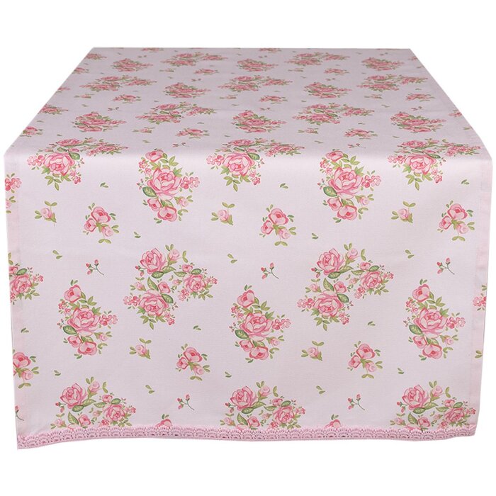 Clayre & Eef SWR64 Chemin de table rose 50x140 cm