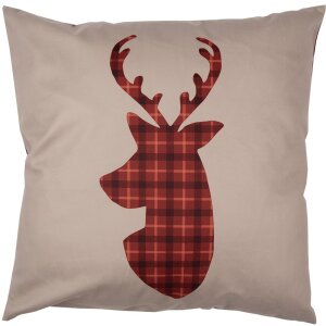 Clayre & Eef TX21 Housse de coussin rouge brun 45x45 cm