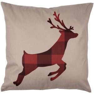 Clayre & Eef TX22 Housse de coussin rouge brun 45x45 cm