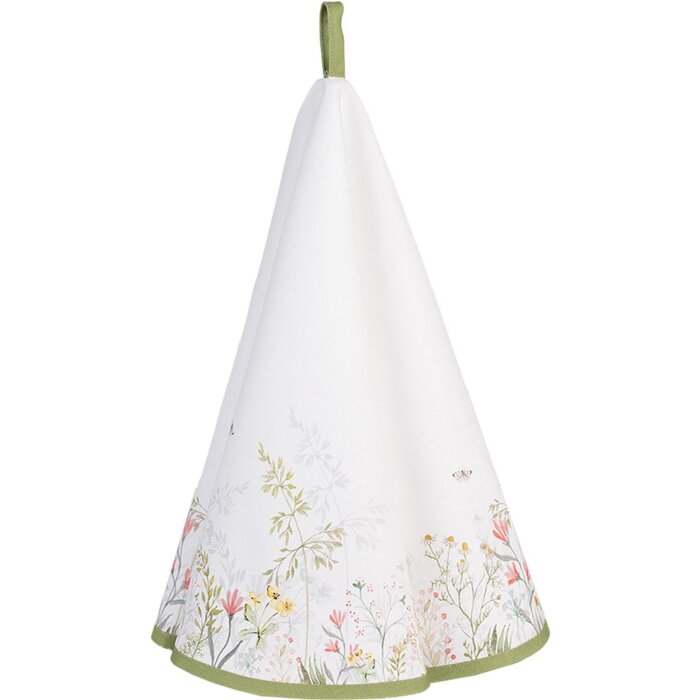 Clayre & Eef WFF48 Torchon blanc vert Ø 80 cm