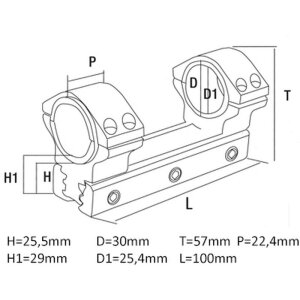 Monture universelle conique 30-25.4 mm Adaptateur annulaire Support de lunette de visée