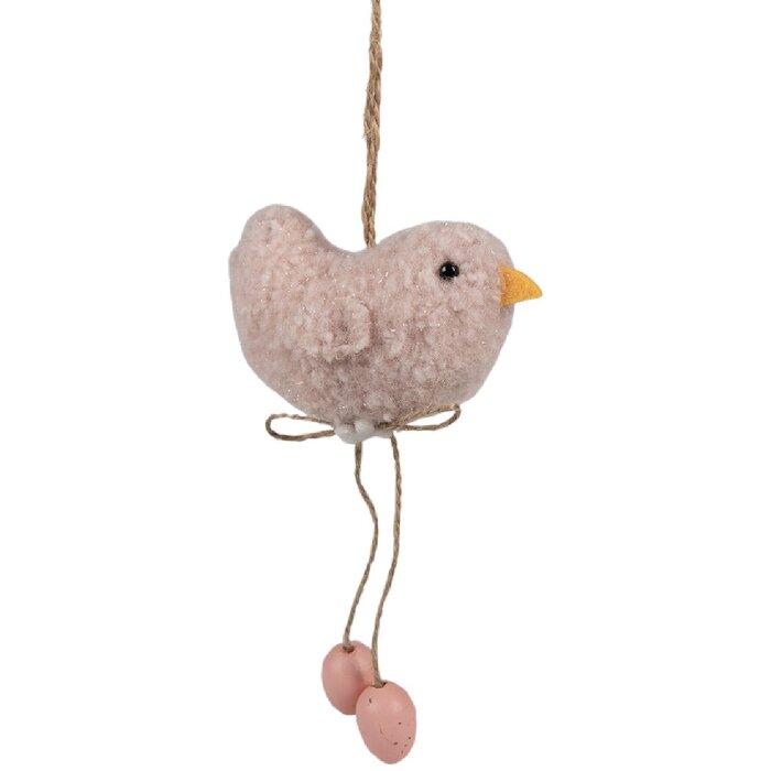 Clayre & Eef 65345 Décoration Pendentif oiseau 10x3x14 cm rose