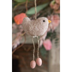 Clayre & Eef 65345 Décoration Pendentif oiseau 10x3x14 cm rose