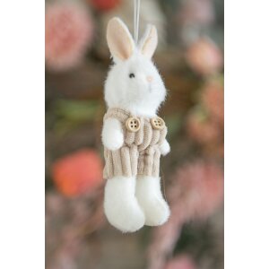 Clayre & Eef 65347 Décoration Pendentif Lapin 6x4x14 cm Blanc