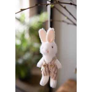 Clayre & Eef 65347 Décoration Pendentif Lapin 6x4x14 cm Blanc