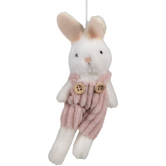 Clayre & Eef 65348 Décoration Pendentif Lapin 6x4x14 cm Blanc